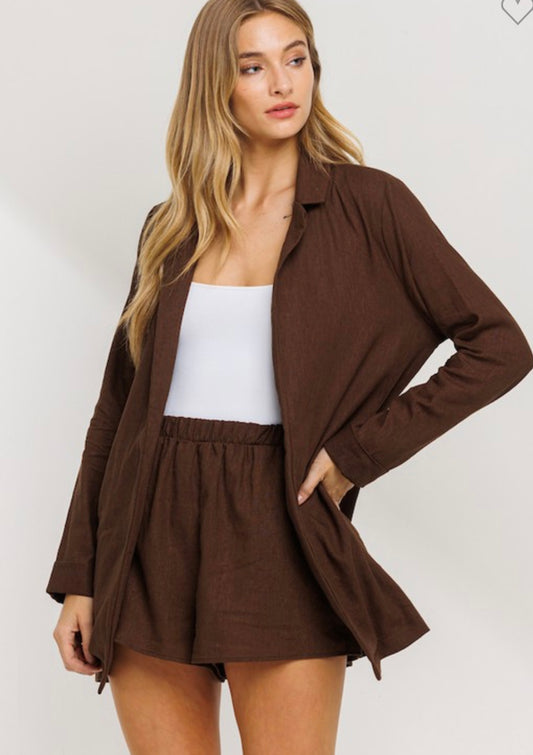 Chocolate Linen Blazer