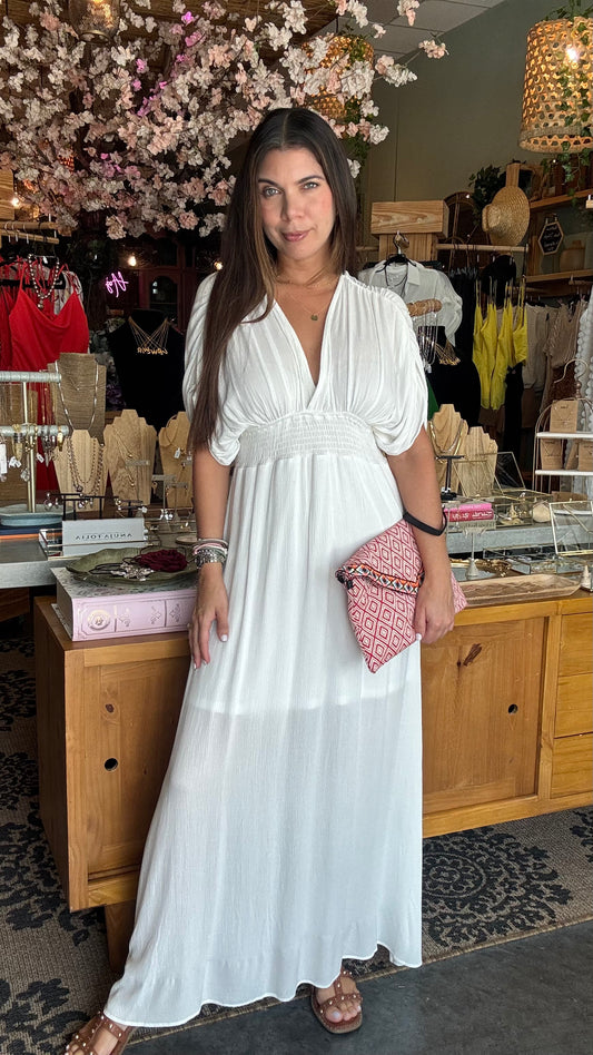 Carmela White Maxi Dress- White