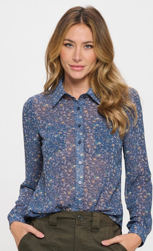 Fall Leaves Print - Blue