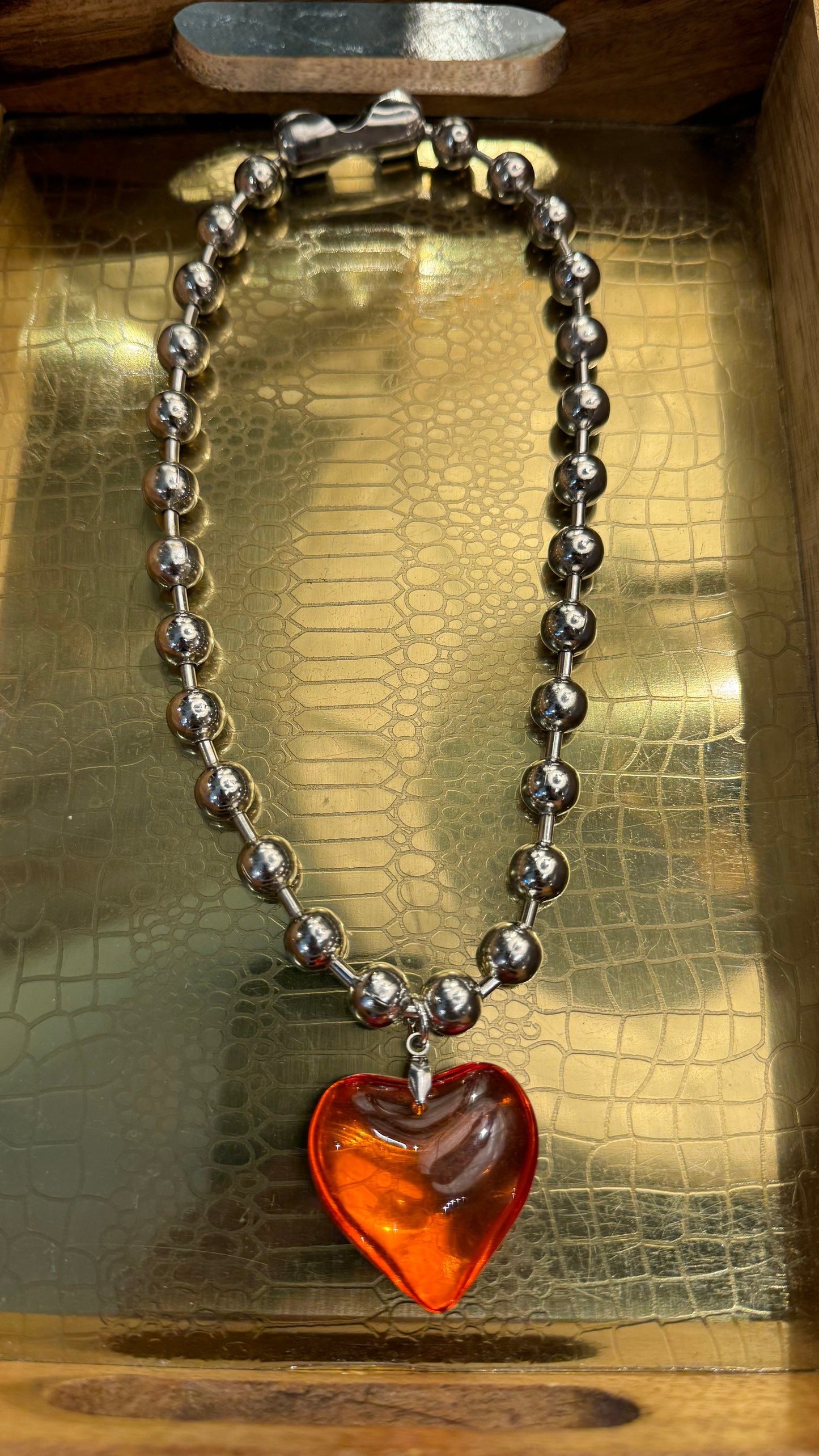 Chunky Glass Heart Necklace