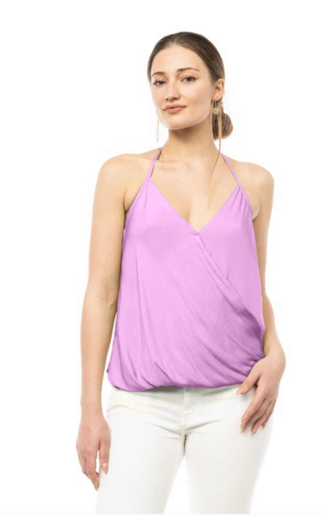 Bora Bora Silk Halter Top- Lilac