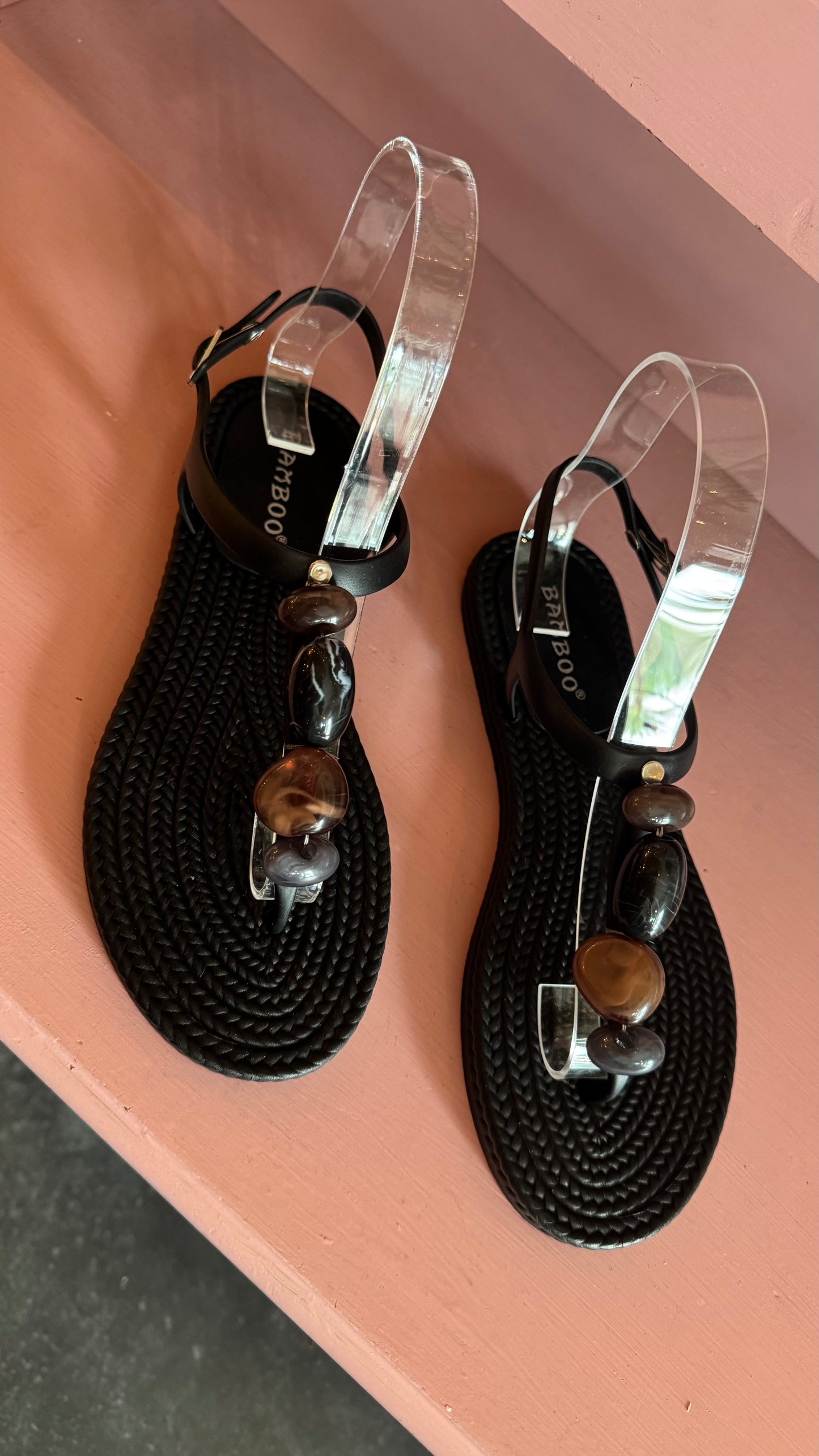 Gaia Stones Rubber Sandals- Black