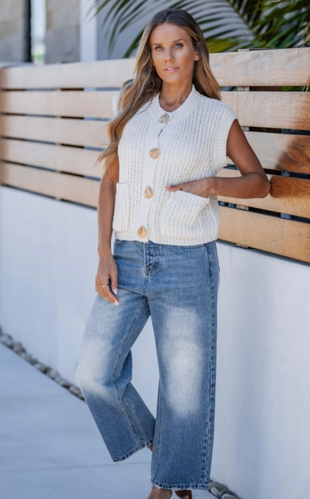 Carla Oversized Buttons Crochet Vest