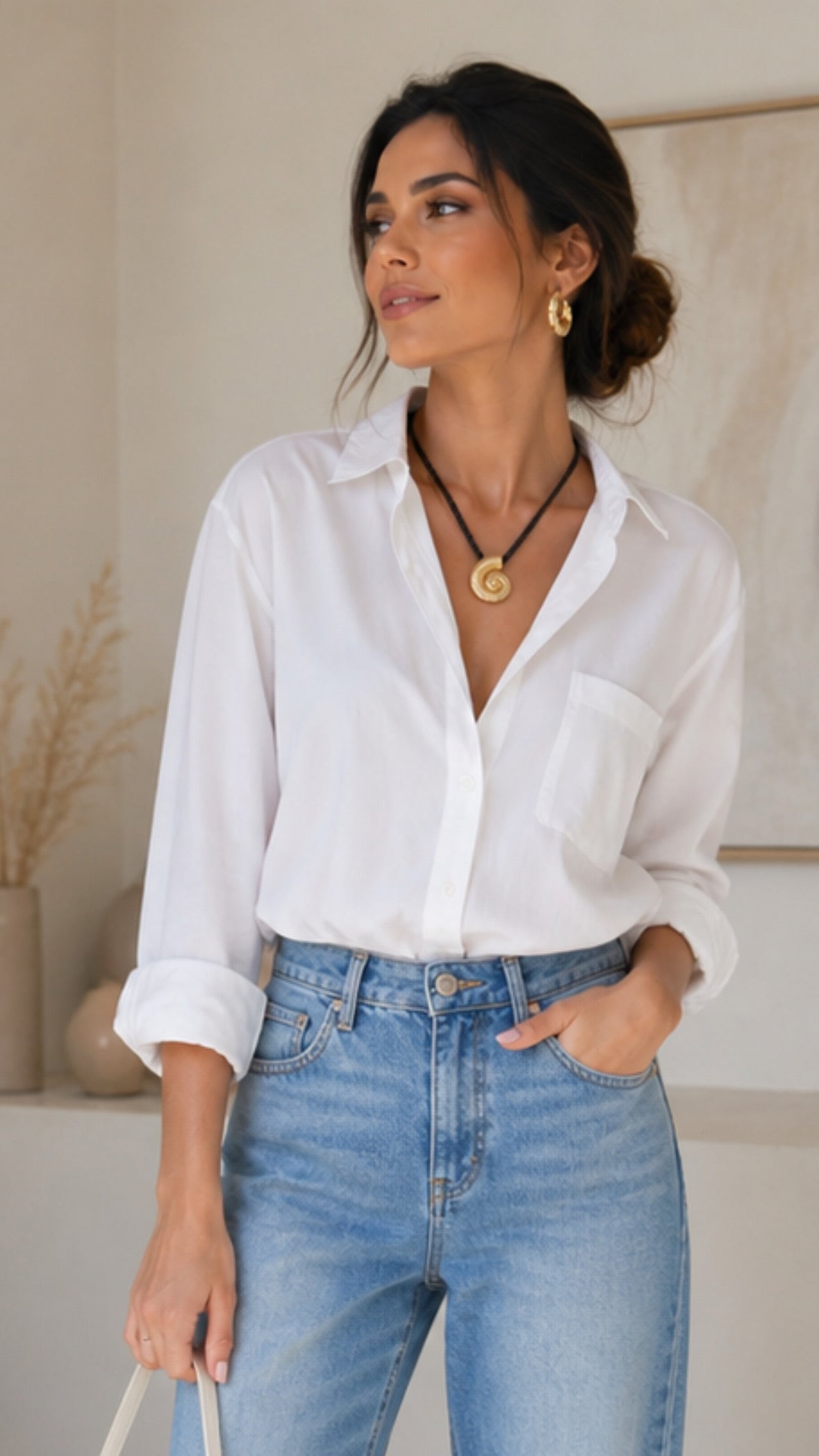 Gold Caracol Necklace & Earring Set