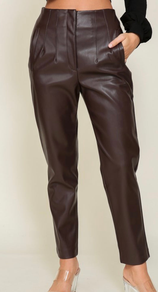 Chocolate Faux Leather Pants
