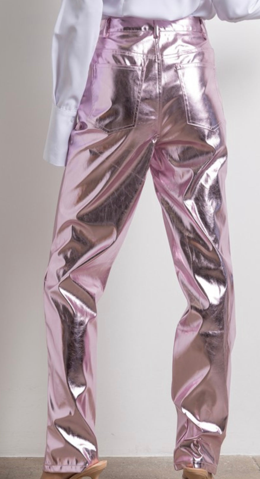Space Metallic Country Pants- Light Pink