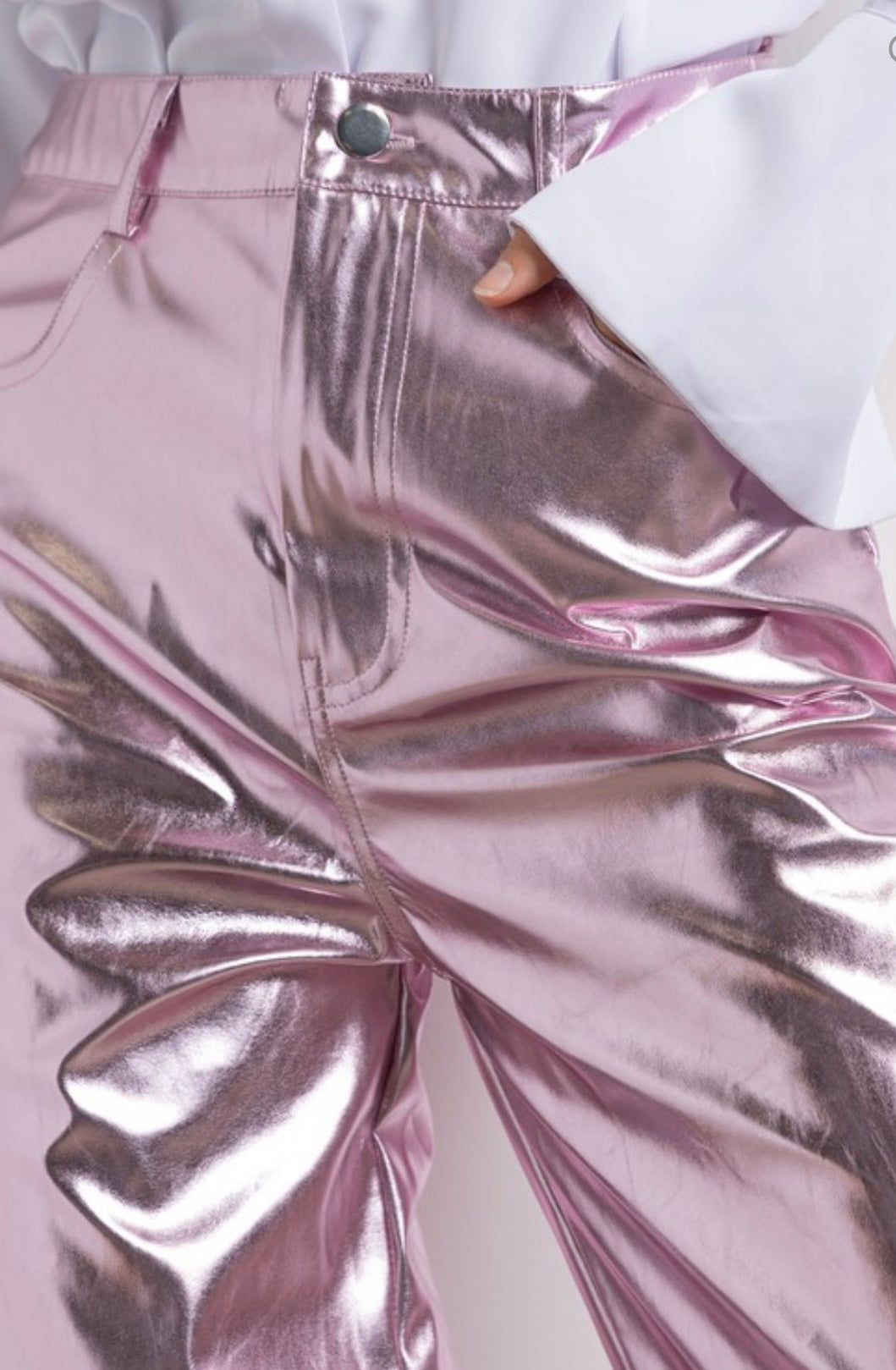 Space Metallic Country Pants- Light Pink