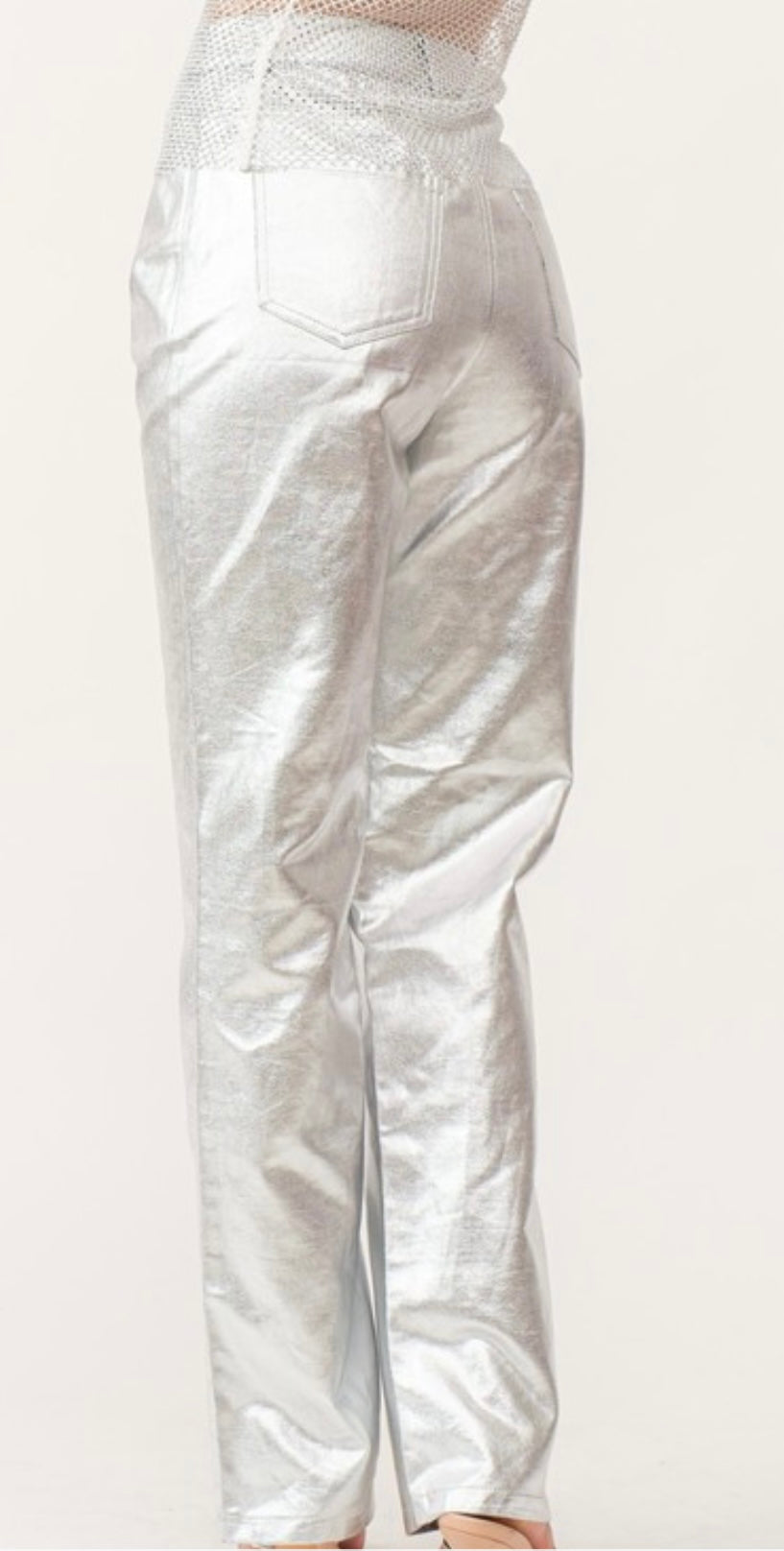 Mia Metallic Pants- Silver