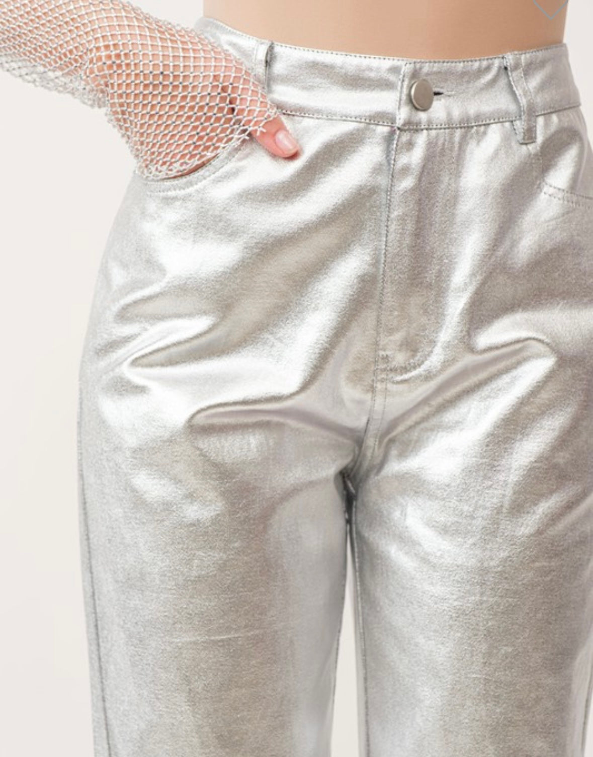 Mia Metallic Pants- Silver