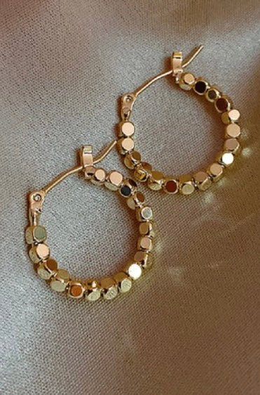 Gold Plated Beads Hoop Earrings