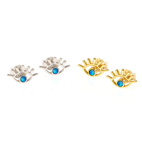 Evil Eye Studs Earrings- Silver