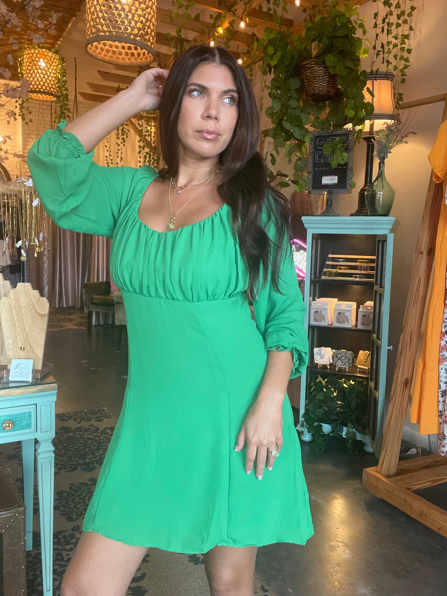 Emerald Empire Cut Mini Dress