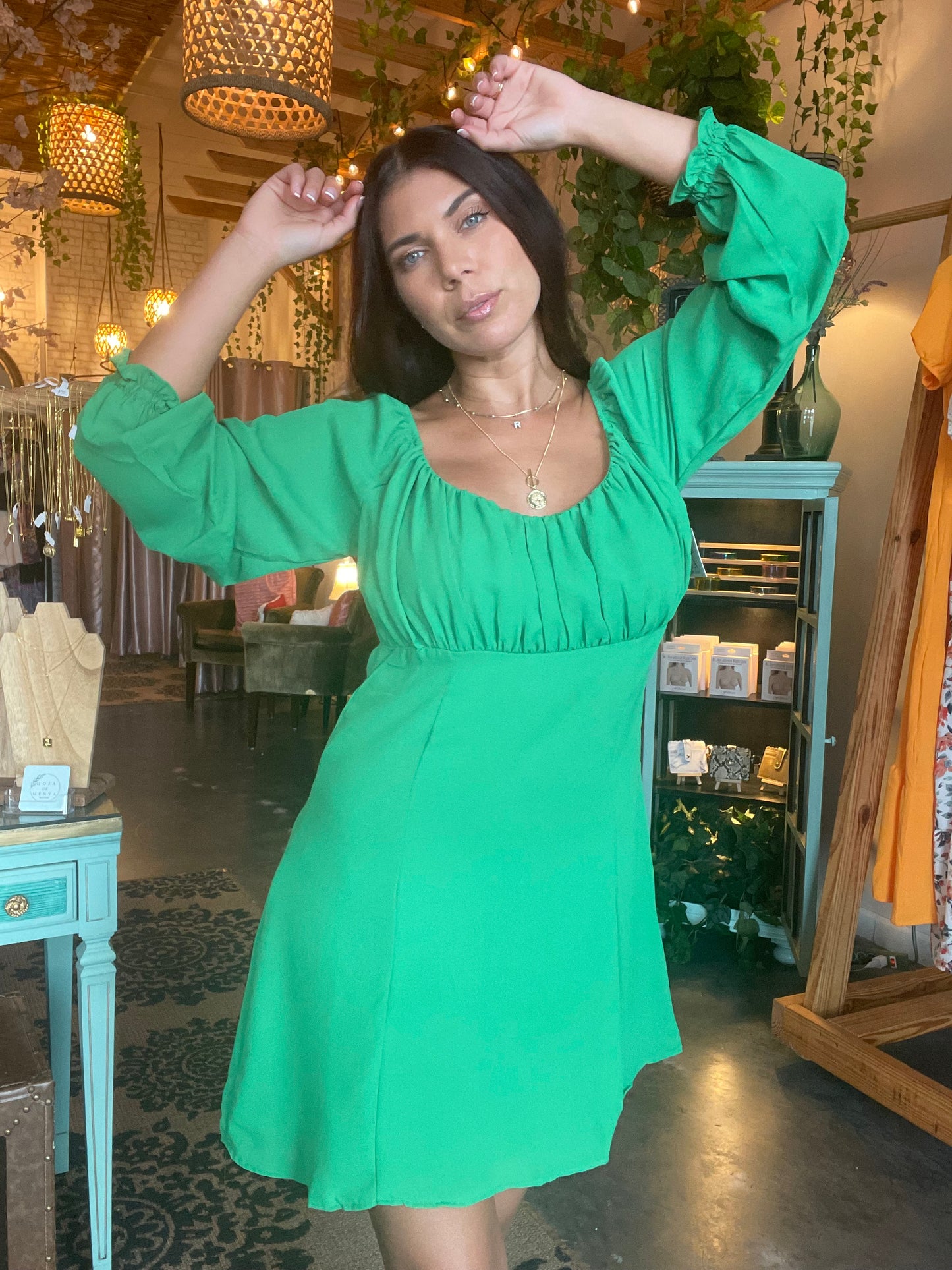 Emerald Empire Cut Mini Dress