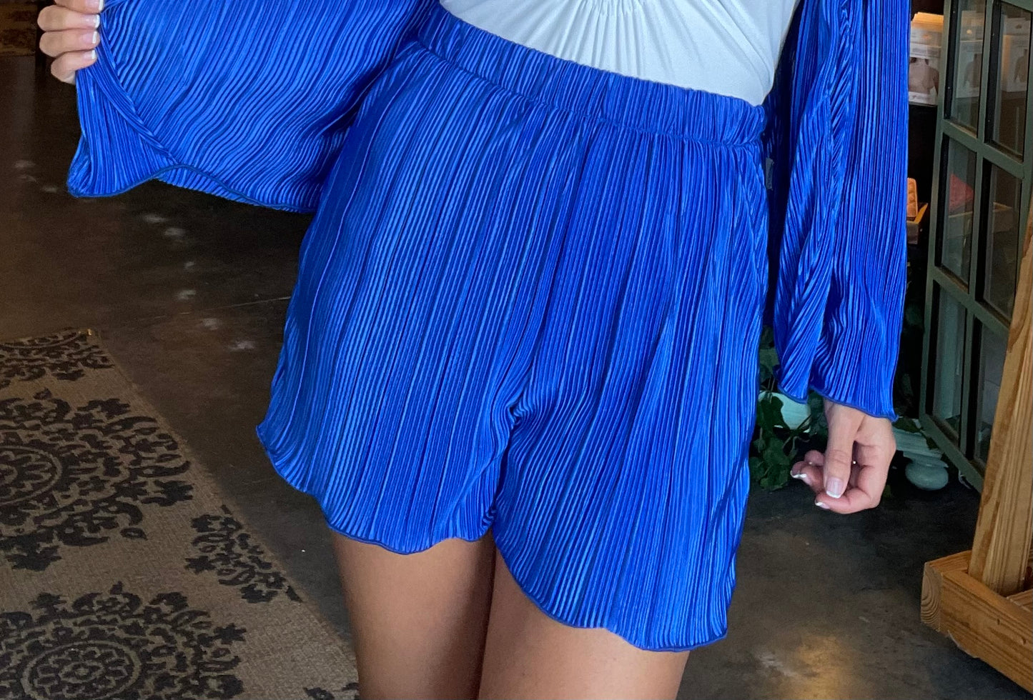 Sole Royal Blue Pleated Shorts